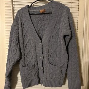 POL Textured Knit Cardigan in Gray